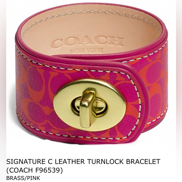 Coach Jewelry - COACH Leather Cuff Bracelet with Turnlock
